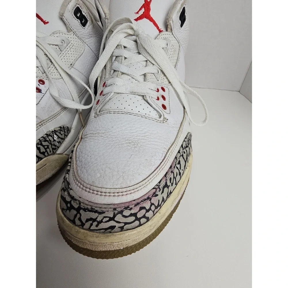 2017 Nike Air Jordan 3 Retro White Red Black 923096-101 Size 12